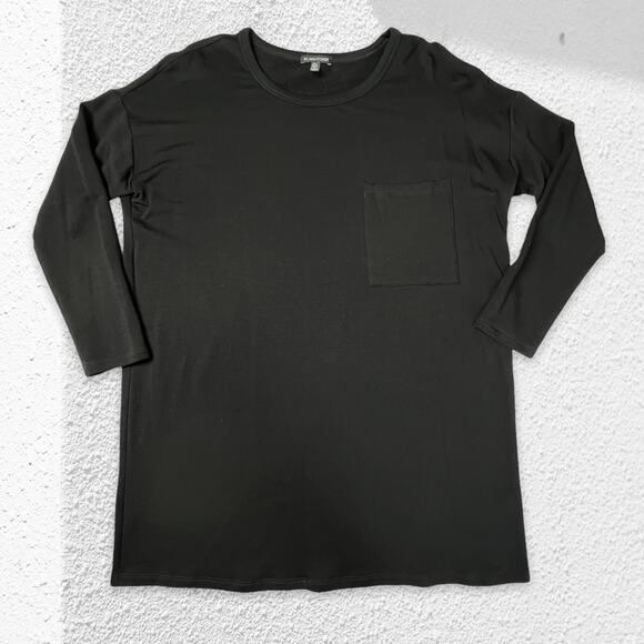 Eileen Fisher Pullover Sweatshirt Dress 3/4 Sleeve SIZE Small Black Tunic USA - Picture 1 of 12